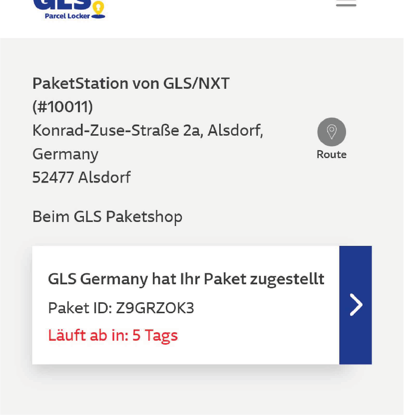 Paket auswählen bei der GLS PaketStation ohne Display